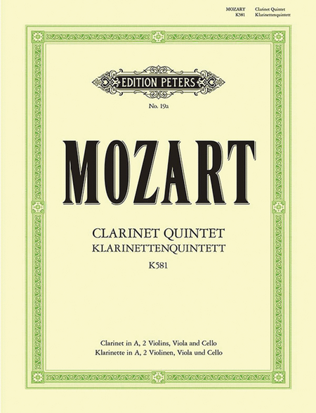 Clarinet Quintet in A K581 by Wolfgang Amadeus Mozart Clarinet - Sheet Music