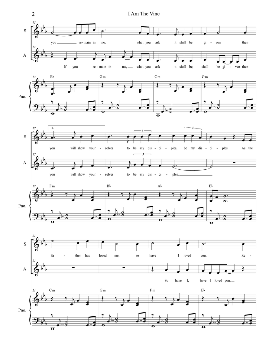 I Am The Vine (Duet for Soprano and Alto solo) I Am The Vine (Duet for Soprano and Alto solo) Alto Voice scores gallery preview page 2