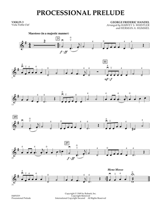 Book cover for Processional Prelude - Violin 3 (Viola Treble Clef)