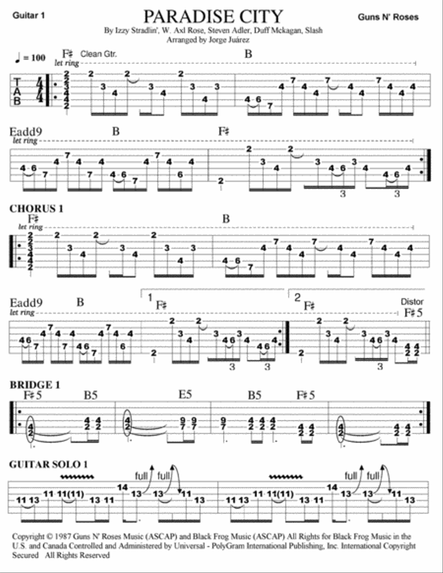 Paradise City Paradise City Electric Guitar scores gallery preview page 1