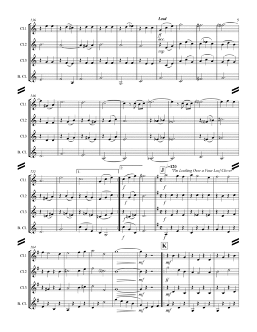 Sing-along Medley #1 (for Clarinet Quartet) (F Concert Version) Clarinet Quartet scores gallery preview page 6