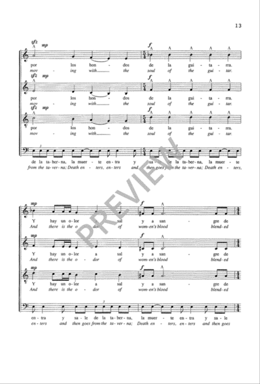 Suite de Lorca (SATB) 4-Part scores gallery preview page 14