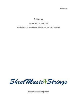 Book cover for Mazas, F. Duo No. 2, Op. 39 For Two Violas