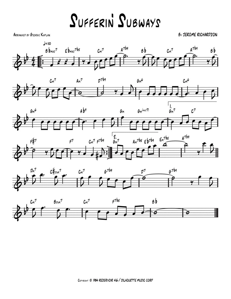 Sufferin' Subways Piano scores gallery preview page 1