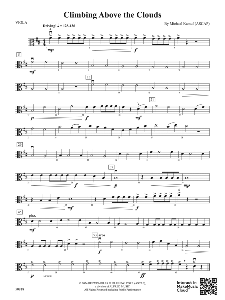 Climbing Above the Clouds: Viola String Orchestra scores gallery preview page 1