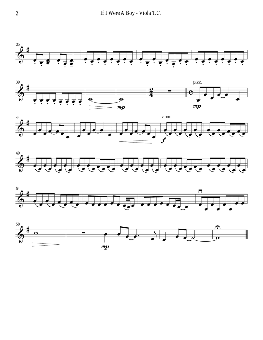 If I Were A Boy String Quartet scores gallery preview page 6