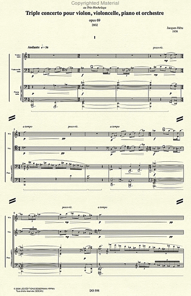 Triple concerto pour violon, violoncelle, piano et orchestre, op. 69