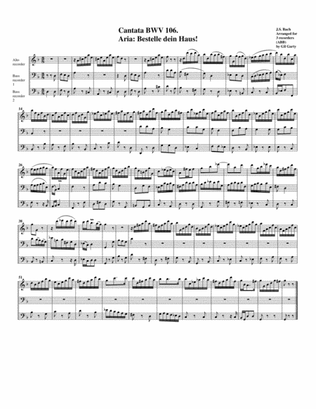 Aria: Bestelle dein Haus! from Cantata BWV 106 (arrangement for 3 recorders)