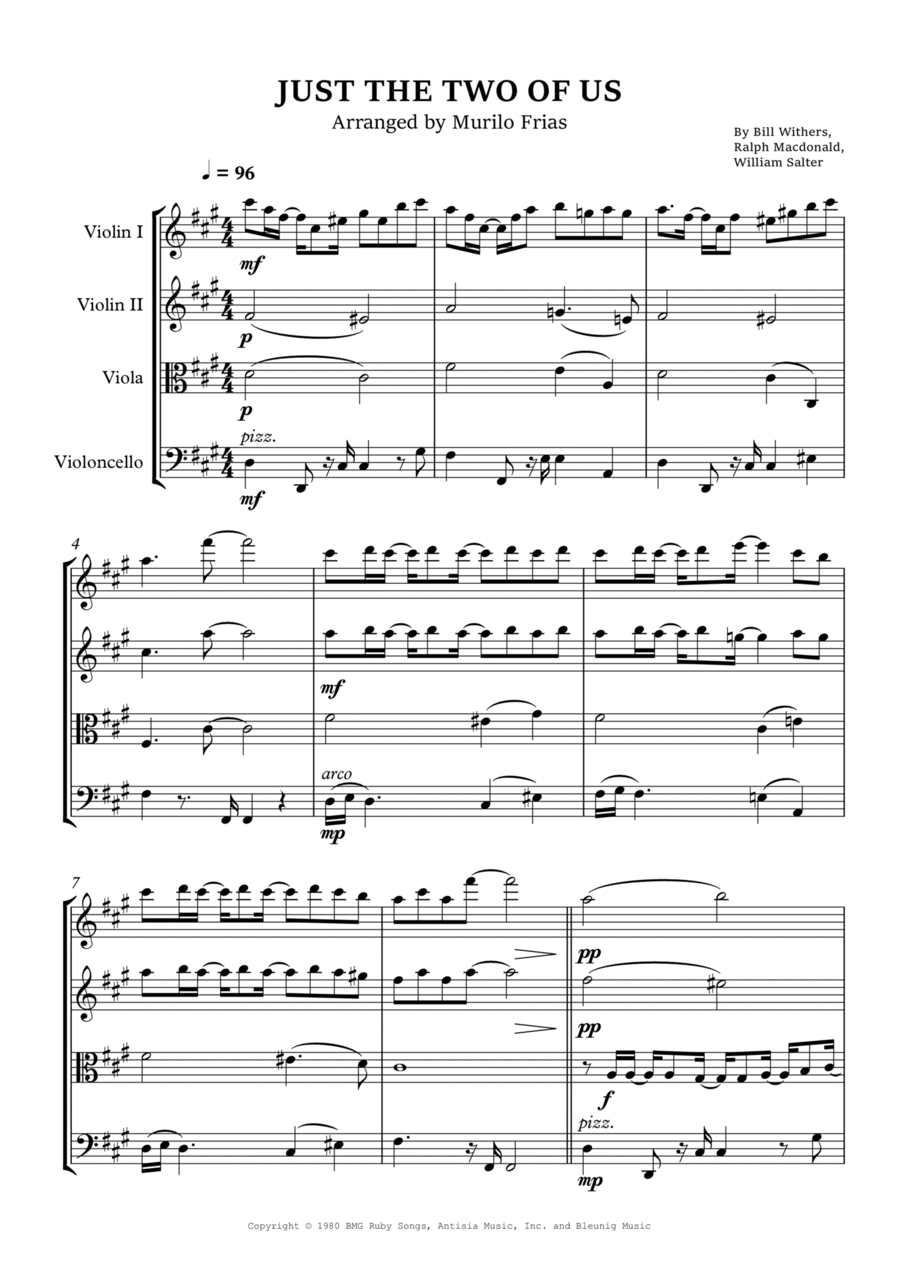Just The Two Of Us Just The Two Of Us String Quartet scores gallery preview page 1