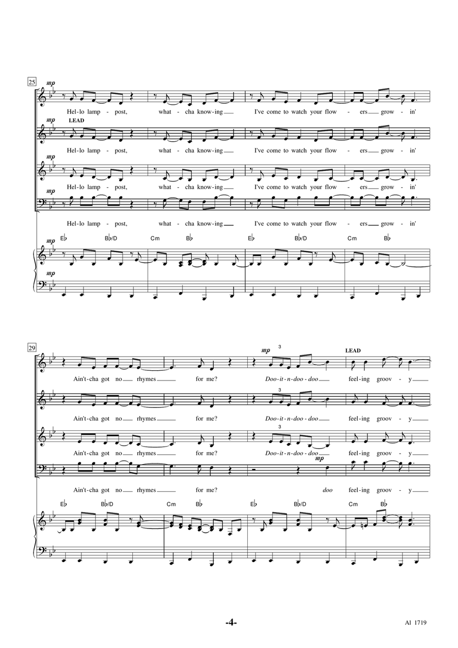 The 59th Street Bridge Song (Feelin' Groovy) 4-Part scores gallery preview page 4