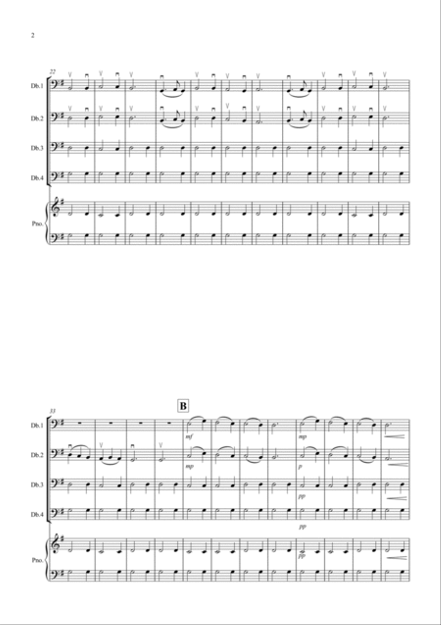Little Lullaby for Beginning Double Bass Quartet Double Bass scores gallery preview page 2