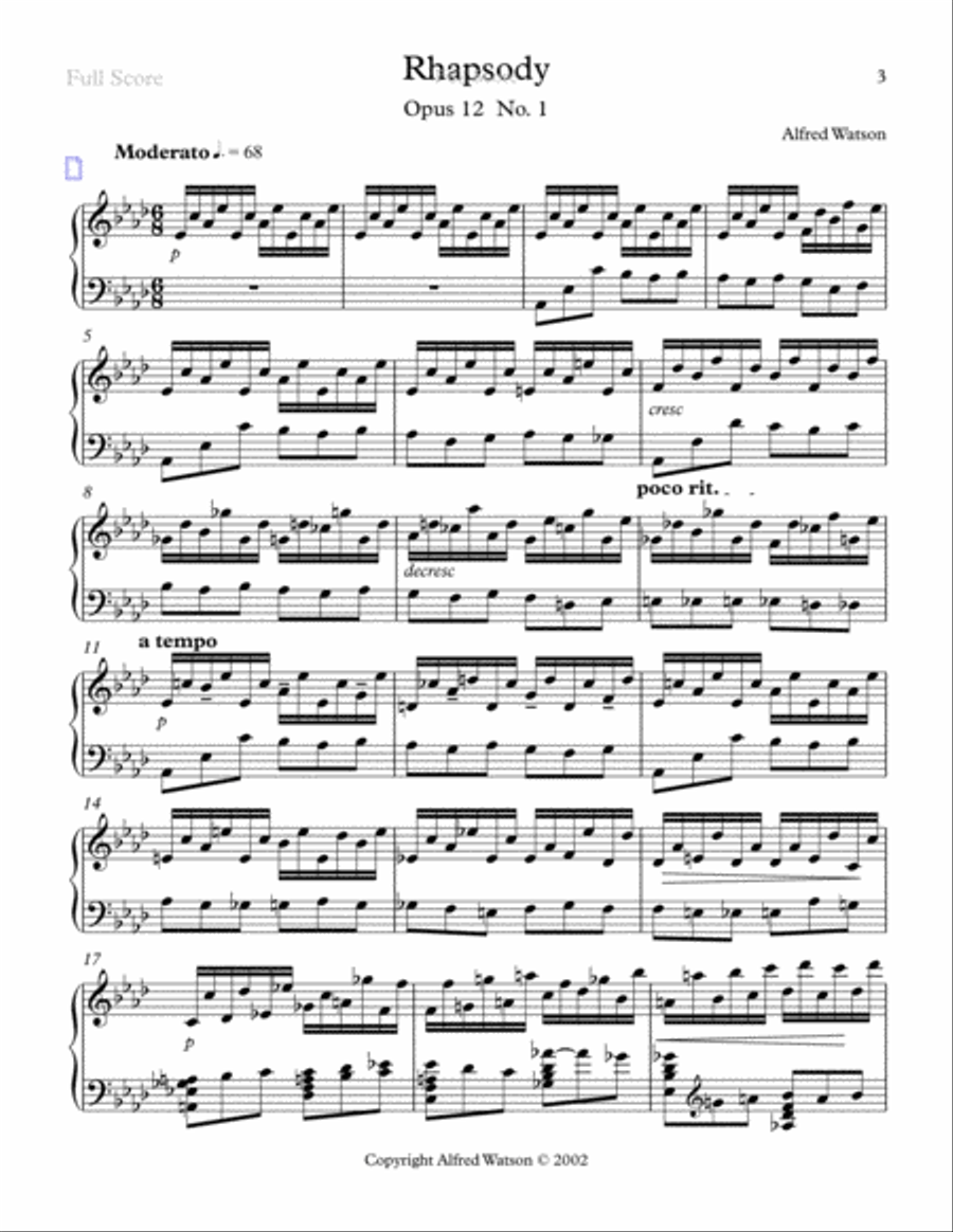 Rhapsody Opus 12 No. 1 Rhapsody Opus 12 No. 1 Piano Solo scores gallery preview page 3