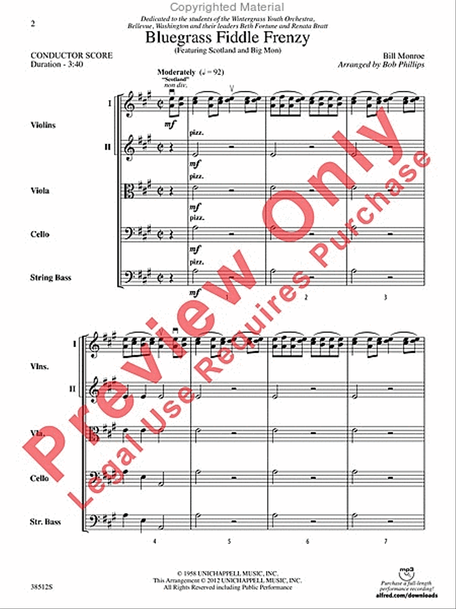 Bluegrass Fiddle Frenzy String Orchestra scores gallery preview page 3