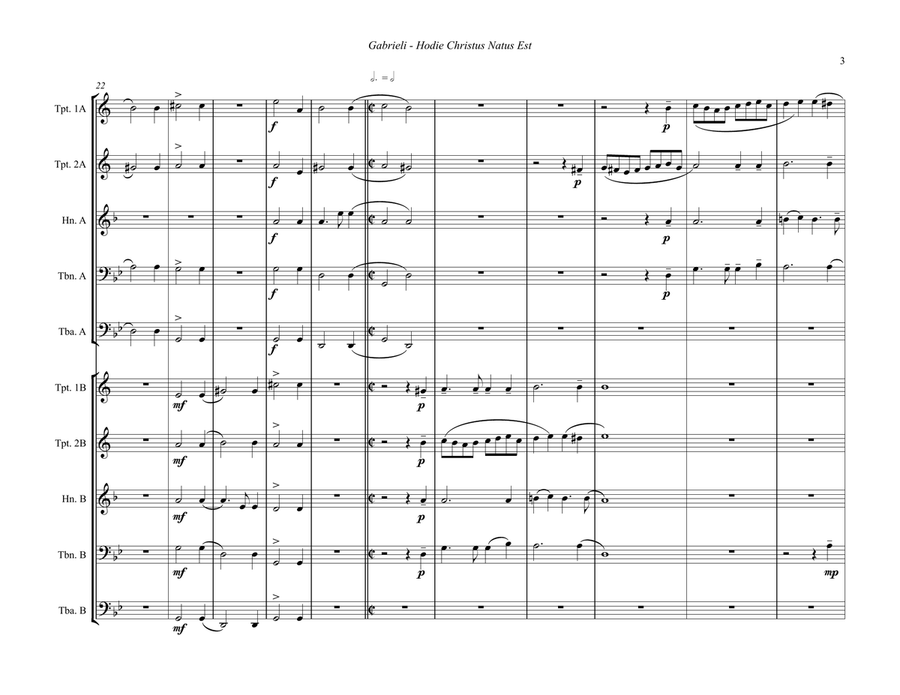Hodie Christus Natus Est for 10-piece brass ensemble Brass Ensemble scores gallery preview page 3