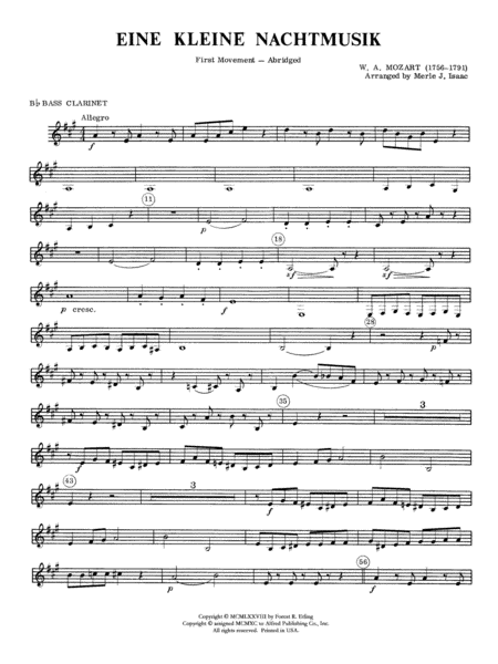 Eine Kleine Nachtmusik, 1st Movement: B-flat Bass Clarinet