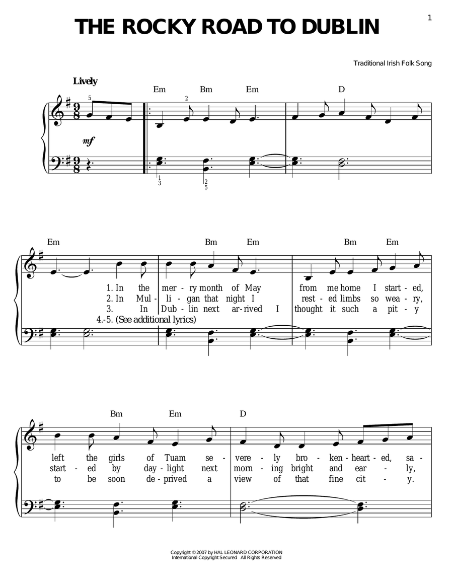 The Rocky Road To Dublin Easy Piano scores gallery preview page 1