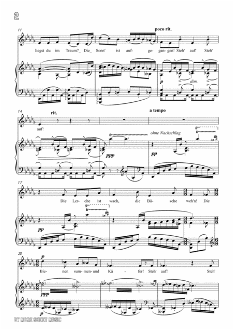Mahler-Frühlingsmorgen in D flat Major,for Voice and Piano Voice Solo scores gallery preview page 4