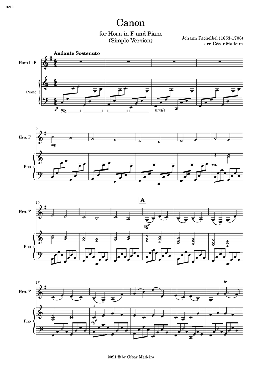 Canon in d sales piano simple