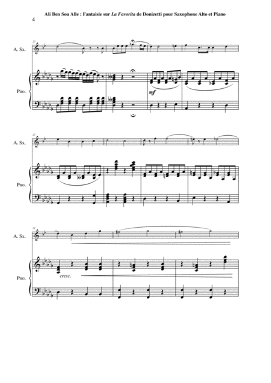 Ali Ben Sou Alle: Fantaisie sur La Favorita de Donizetti for alto saxophone and piano Alto Saxophone scores gallery preview page 4