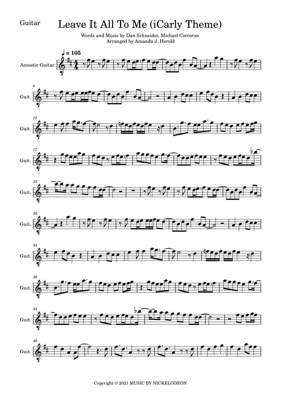 Leave It All To Me (icarly Theme) Electric Guitar scores gallery preview page 1