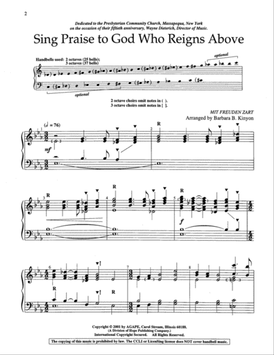 Sing Praise to God Who Reigns Above 3-Octaves scores gallery preview page 8