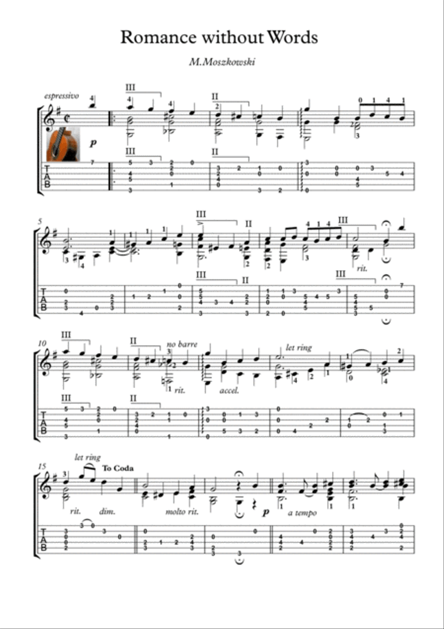 Romance sans paroles Electric Guitar scores gallery preview page 1
