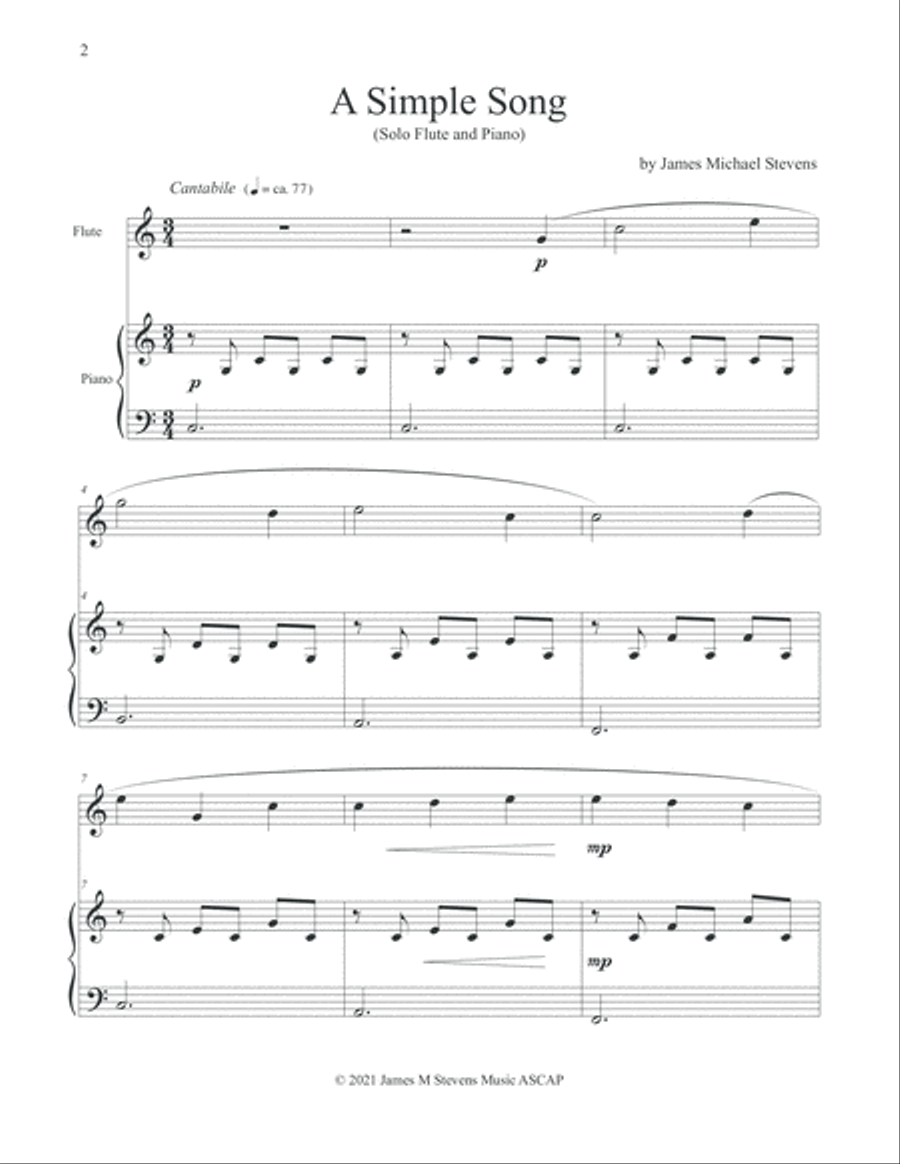A Simple Song - Flute & Piano Flute Solo scores gallery preview page 2