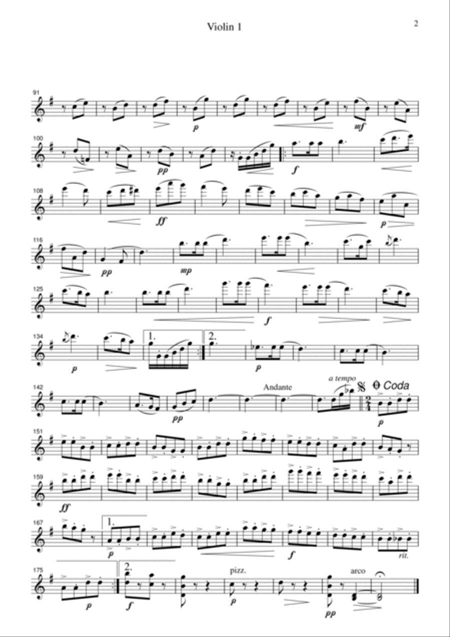 Dvorak Valse from Symphony No.8, 3rd mvt., for string quartet, CD202 String Quartet scores gallery preview page 6