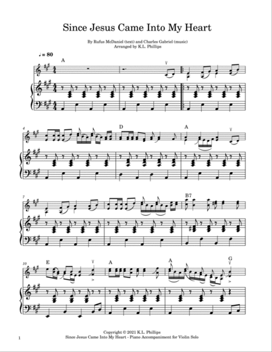 Since Jesus Came Into My Heart - Fiddle Solo with Piano Accompaniment and Guitar Chords Violin Solo scores gallery preview page 2