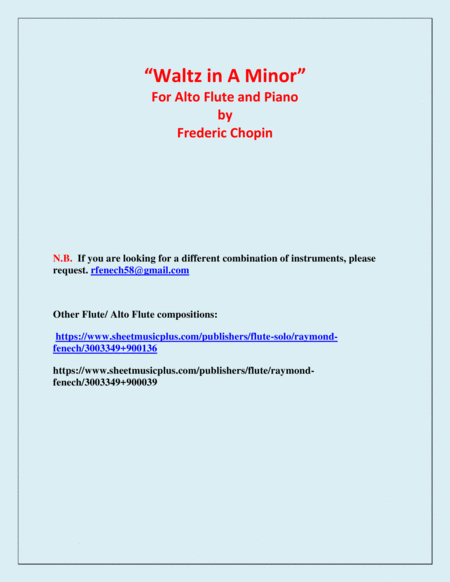 Waltz in A Minor - Alto Flute and Piano - Chamber music image number null