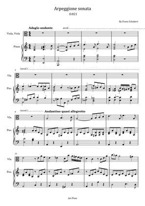 Book cover for Franz Schubert - Arpeggione Sonata - D.821 - For Piano and Viola Original