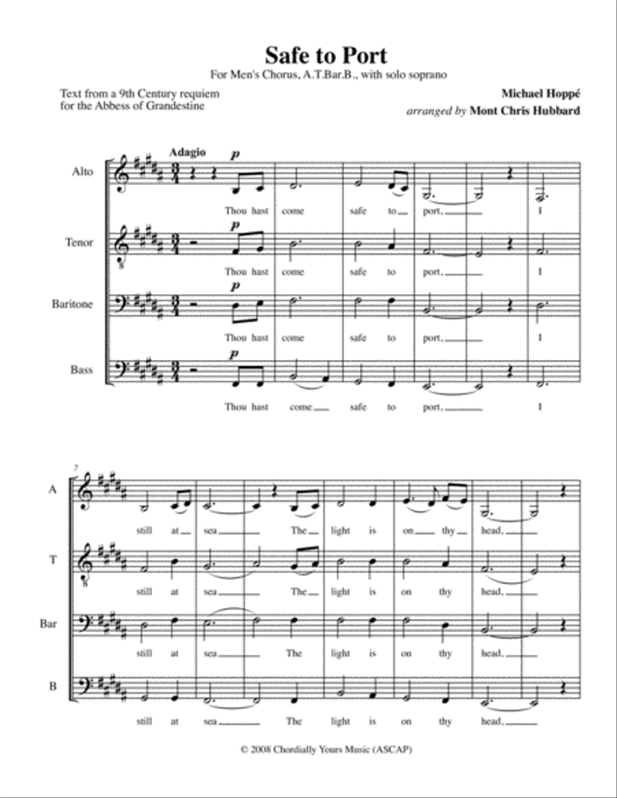 Safe To Port Choir scores gallery preview page 1