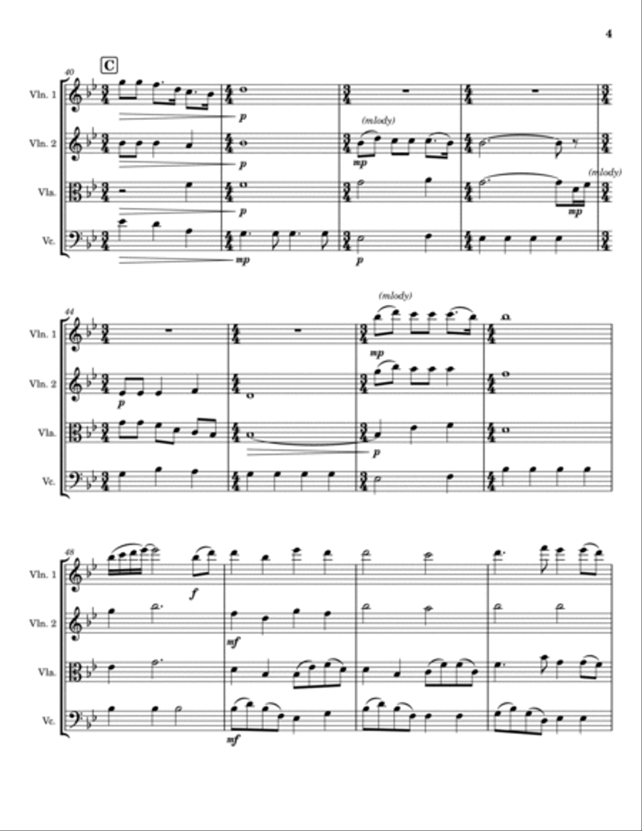 Lord, I Need You String Quartet scores gallery preview page 4