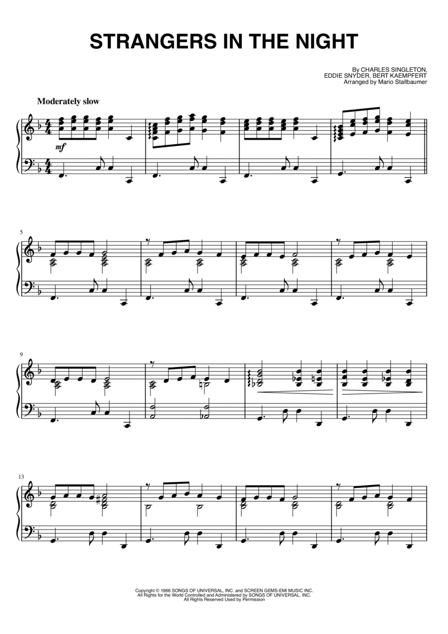 Strangers In The Night Piano Solo scores gallery preview page 1