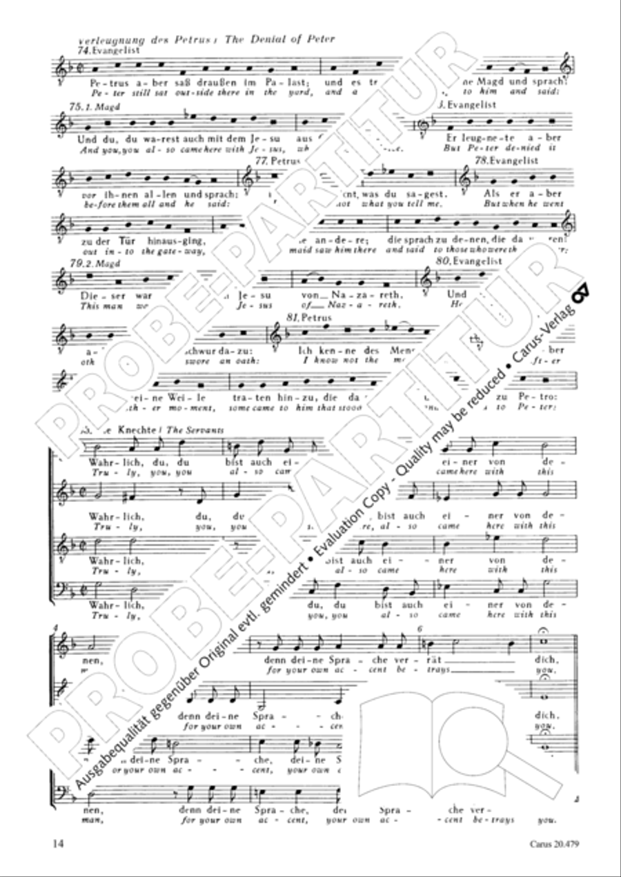 St. Matthew Passion (Matthaus-Passion) 4-Part scores gallery preview page 21