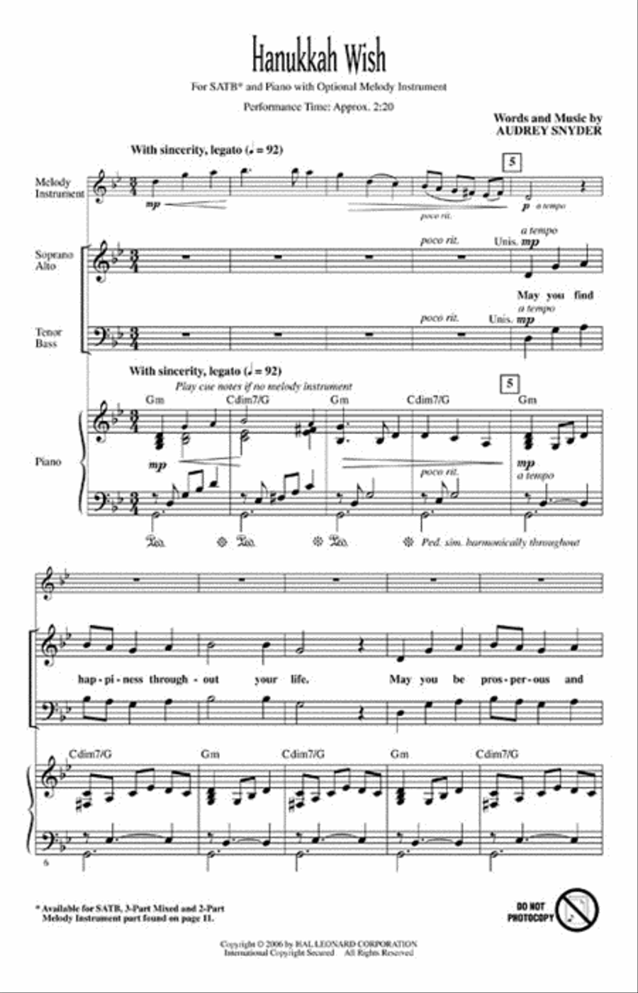 Hanukkah Wish Hanukkah Wish 4-Part scores gallery preview page 2