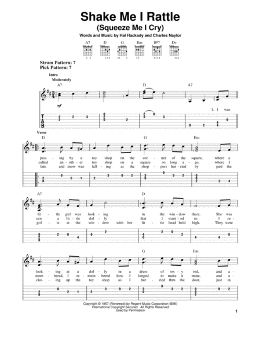 Shake Me I Rattle (Squeeze Me I Cry) Guitar Tablature scores gallery preview page 1