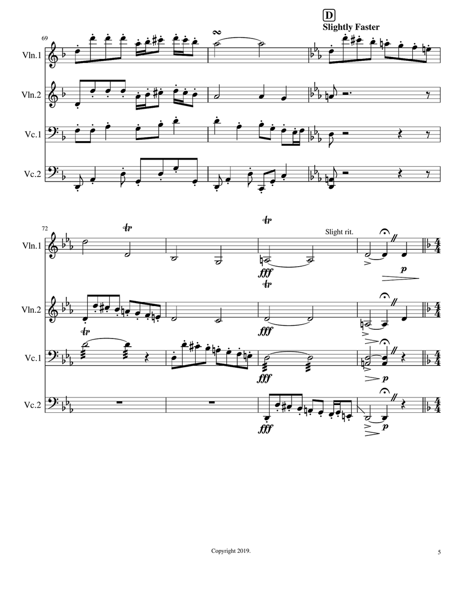 A Mighty Fortress for two cellos and two violin String Quartet scores gallery preview page 5