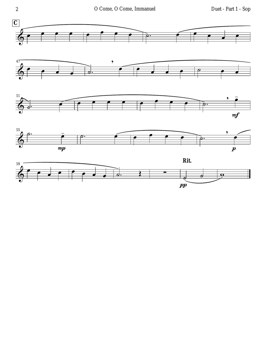 O Come, O Come, Immanuel (Emmanuel) - Recorder Duet (Em-Am) Woodwind Duet scores gallery preview page 5