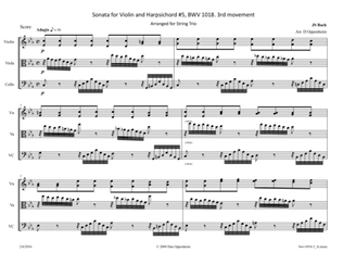 Bach: Sonata for Violin and Harpsichord BWV 1018 3rd Movement. Arr. for String Trio
