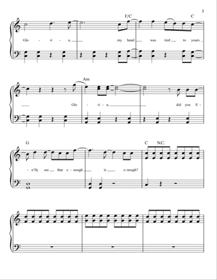 Gloria Easy Piano scores gallery preview page 3