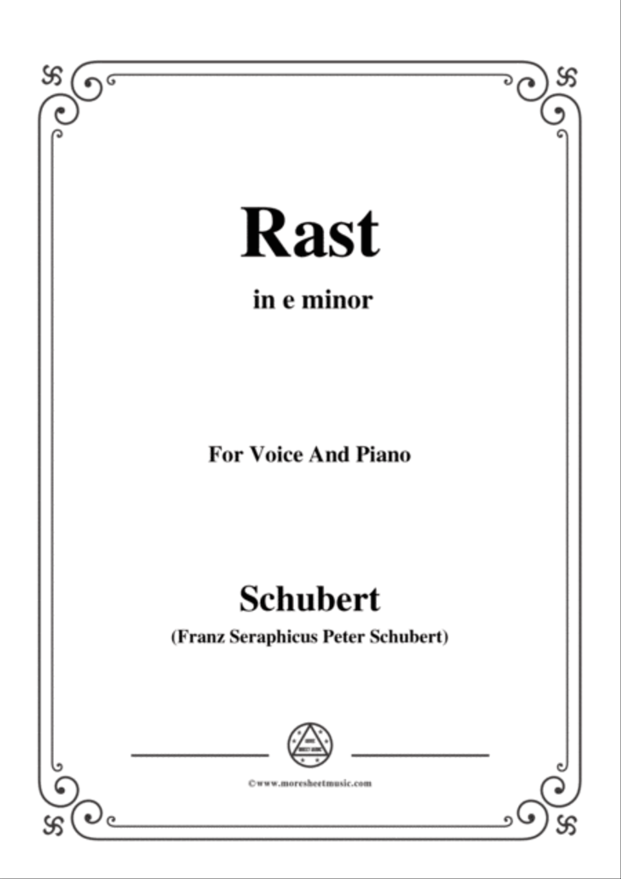 Schubert-Rast,from 'Winterreise',Op.89(D.911) No.10,in e minor,for Voice&Piano Voice scores gallery preview page 1