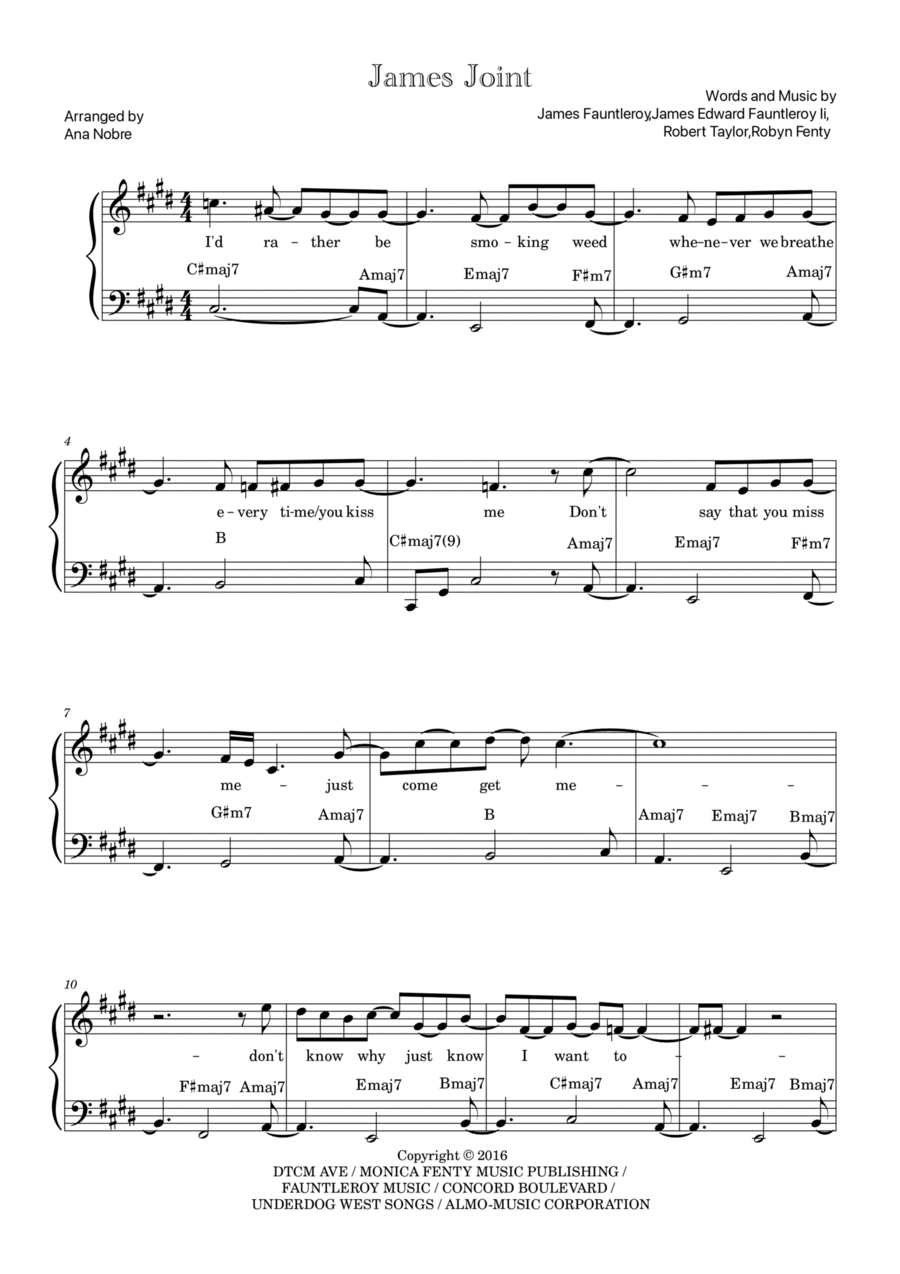 James Joint Easy Piano scores gallery preview page 1