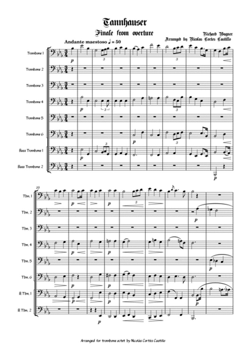 Richard Wagner - Tannhäuser (Pilgrim's Chorus from overture) for trombone octet image number null