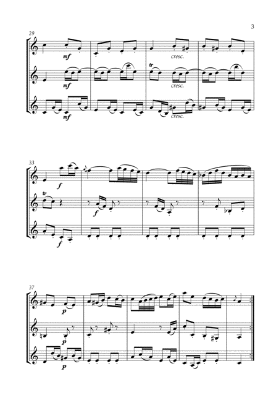 Badinerie (J.S. Bach) for Clarinet trio Clarinet Trio scores gallery preview page 4