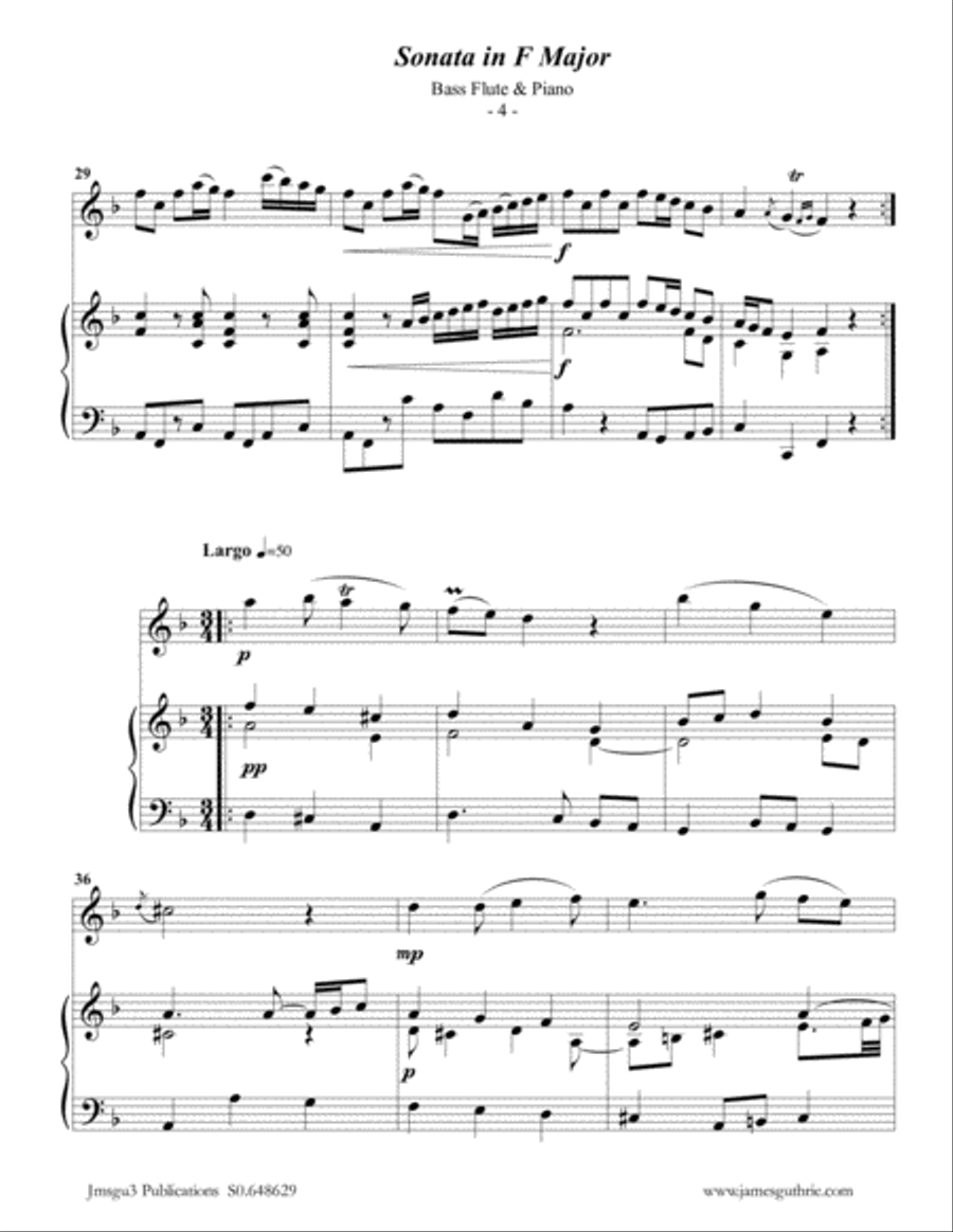 Telemann: Sonata in F Major for Baritone Horn & Piano Baritone Horn scores gallery preview page 4