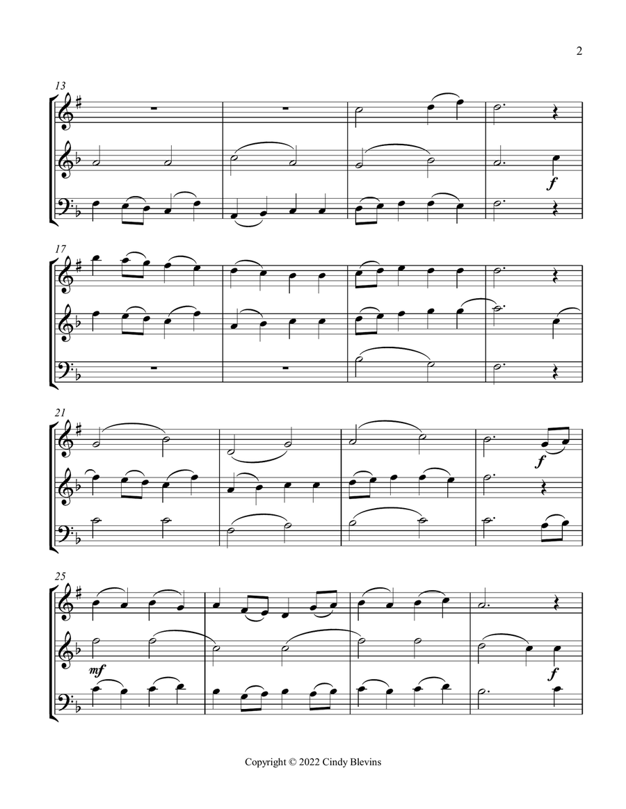 I Sing the Mighty Power Of God, Clarinet, Violin and Cello Trio Small Ensemble scores gallery preview page 3