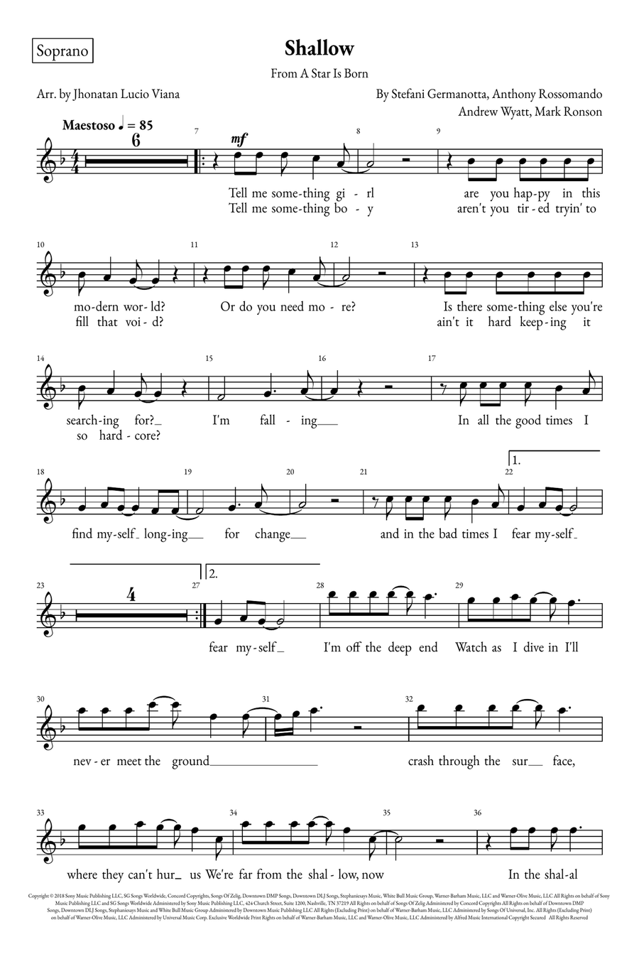 Shallow A Cappella scores gallery preview page 6