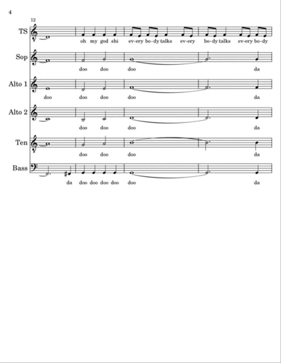 Everybody Talks A Cappella scores gallery preview page 4