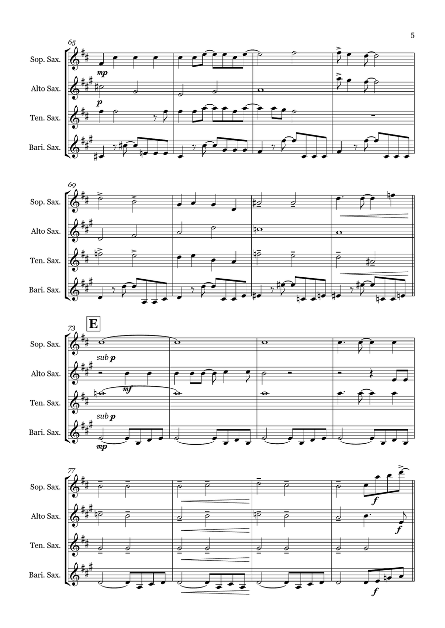 Rehab Saxophone Quartet scores gallery preview page 5